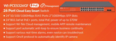 سوئیچ شبکه PoE وایتک مدل WI-PCES326GF(V2)